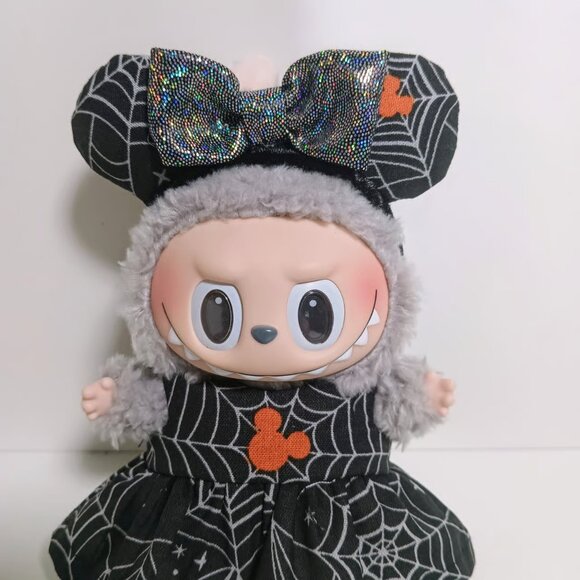 Custom Disney Mickey Mouse Spider Web Dress and Ears Made to fit Labubu - Picture 3 of 6